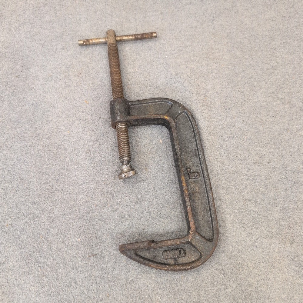 Vintage 5 Inch Cast Iron C-Clamp Industrial Woodworking Metalworking Hand Tool - Picture 2 of 3